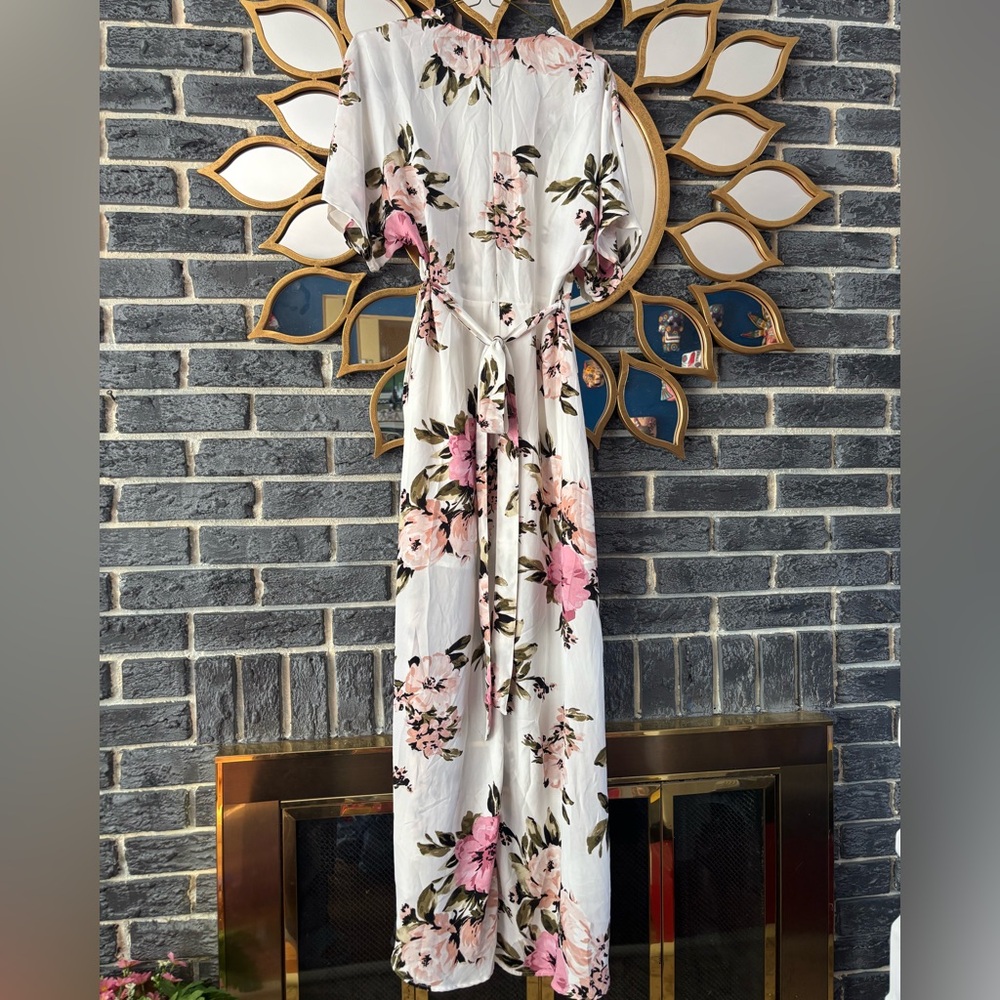 White and Pink Floral Maxi Dress - Picture 6 of 8